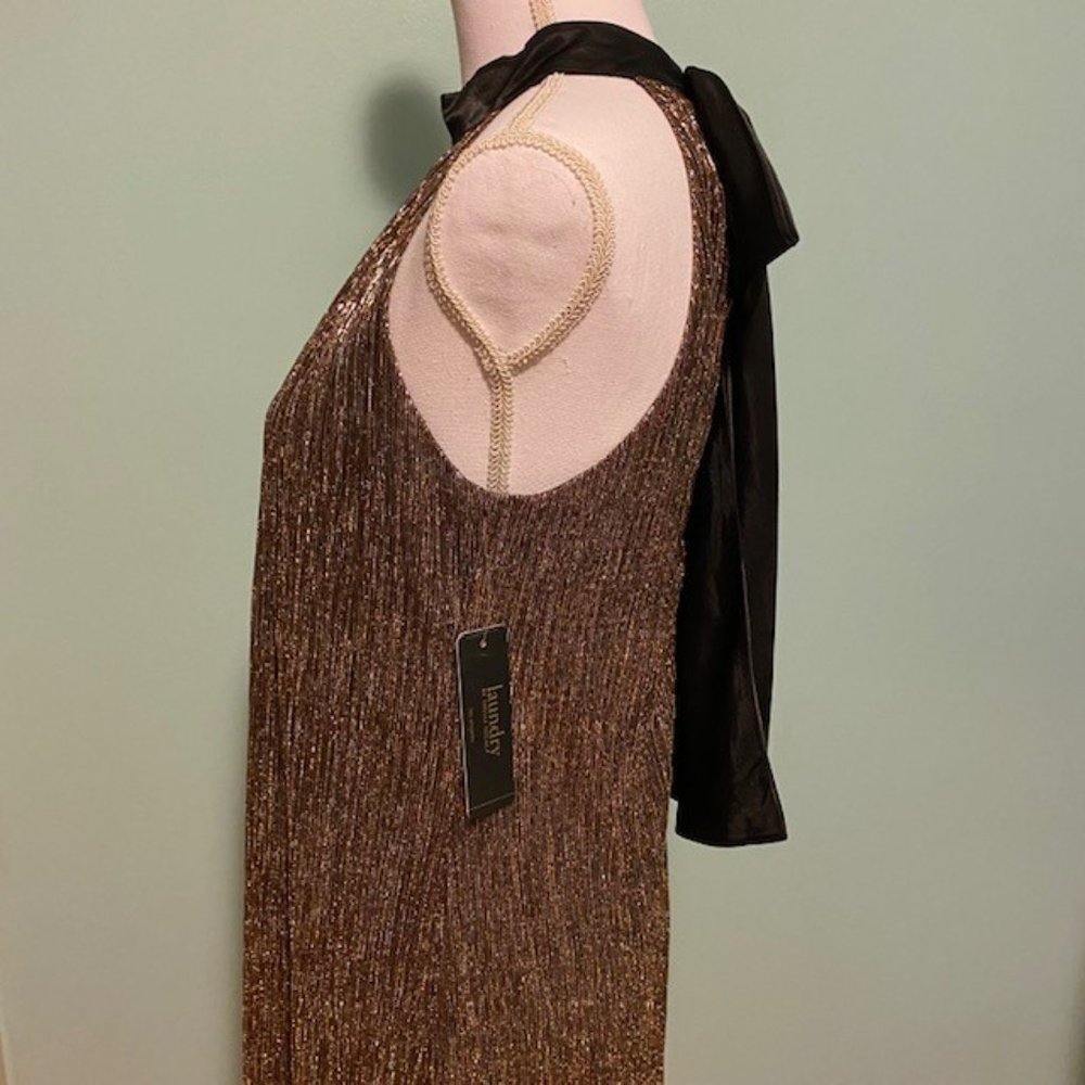 Laundry by Shelli Segal Gold Silver‎ Shift Dress, Size 6, NWT, FLAWLESS - Picture 7 of 16